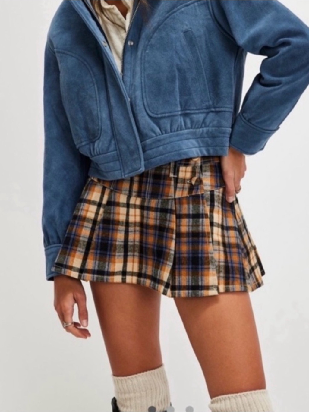 Free People Plaid Skort Mini